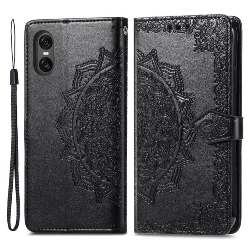 Lederhüllen Sony Xperia 10 Vi Handyhülle Barockes Mandala Mit Riemen