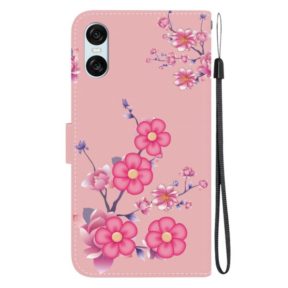 Lederhüllen Sony Xperia 10 Vi Sakura-riemen