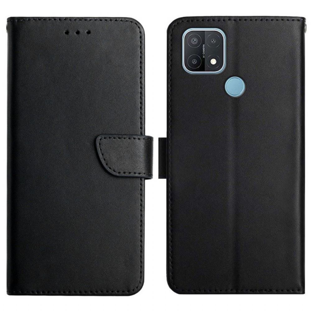 Flip Case Für Oppo A15 Echtes Nappaleder