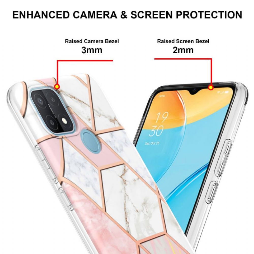 Hülle Für Oppo A15 Auffälliger Geometrischer Marmor