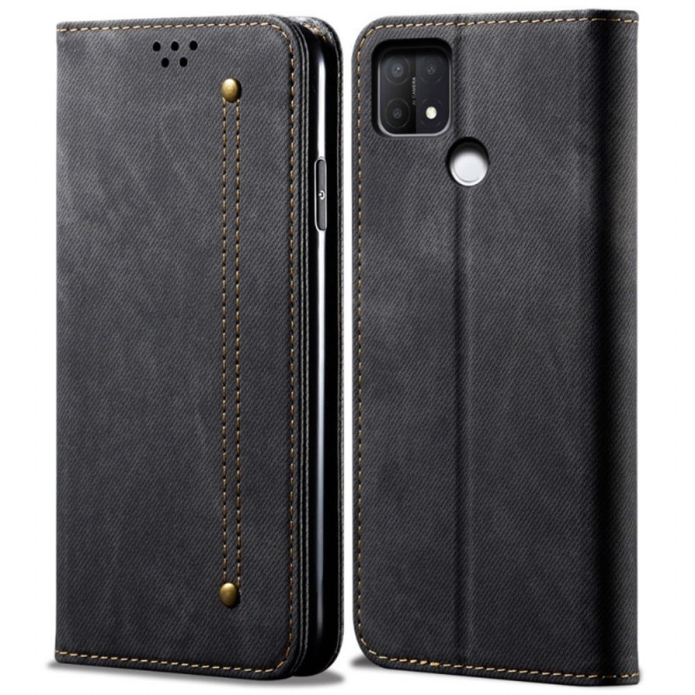 Schutzhülle Für Oppo A15 Flip Case Jeansstoff