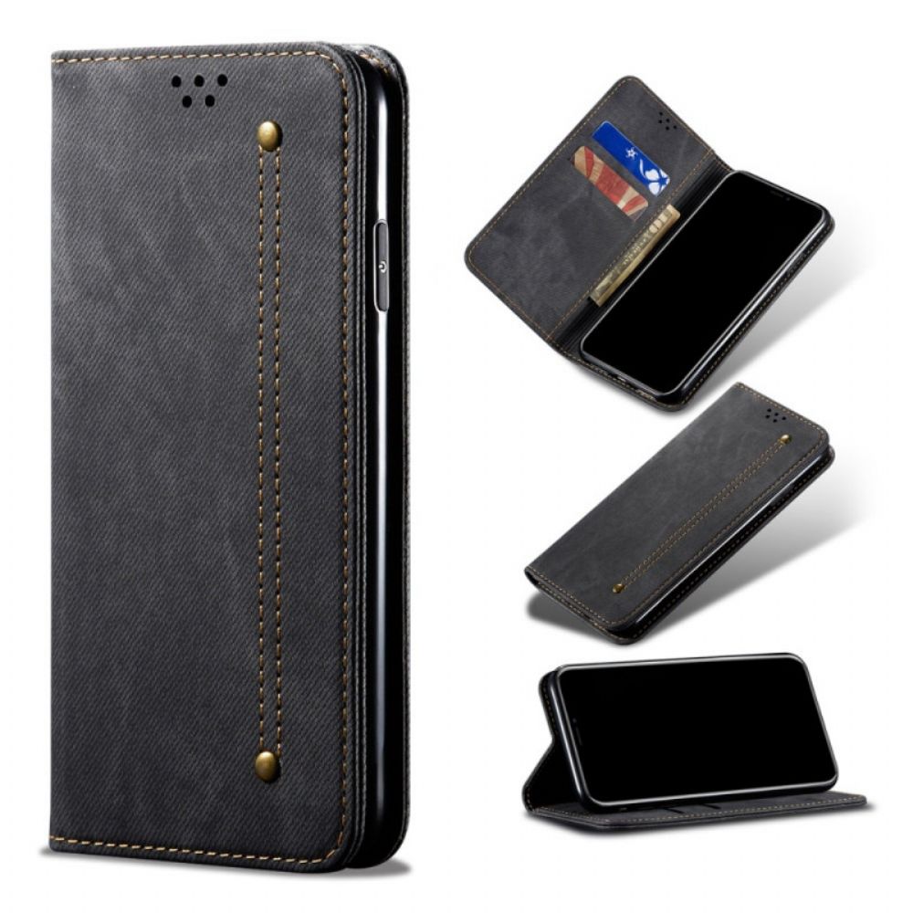 Schutzhülle Für Oppo A15 Flip Case Jeansstoff