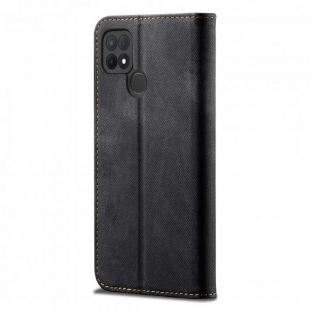 Schutzhülle Für Oppo A15 Flip Case Lederimitat Mit Jeansstruktur