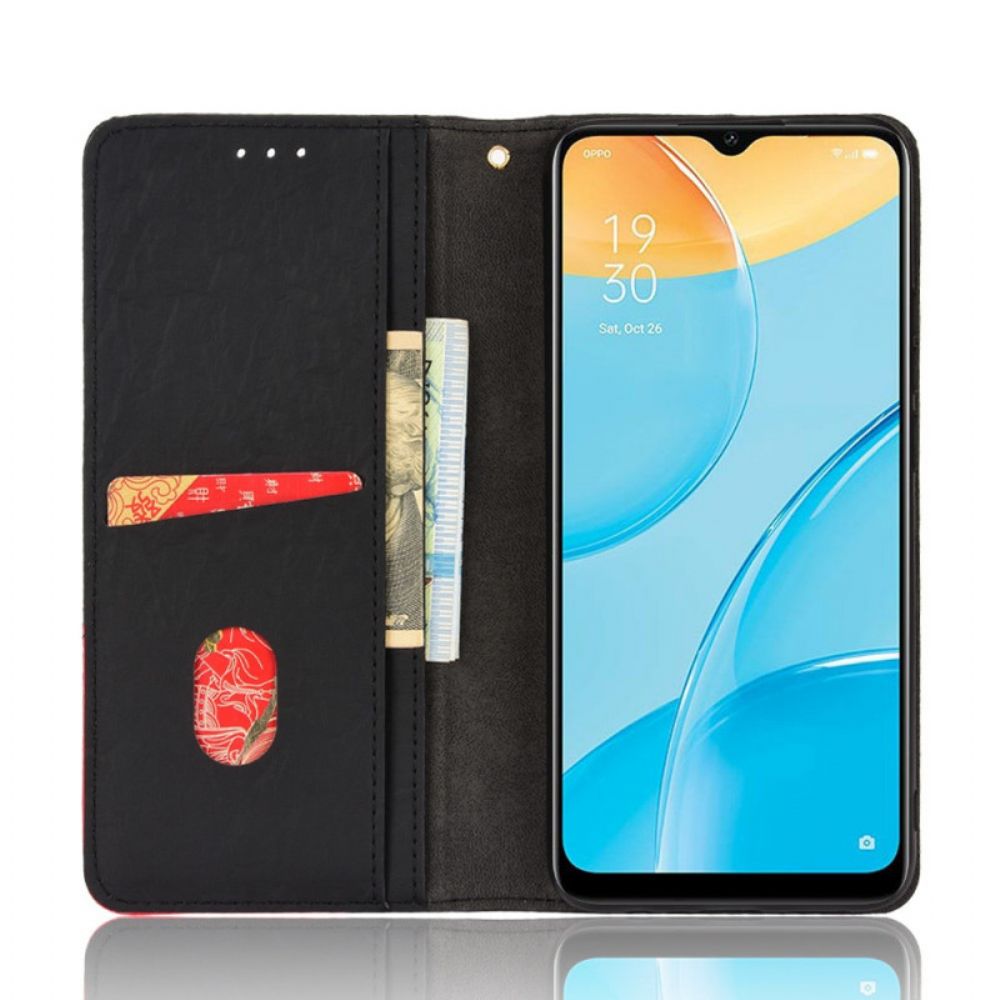 Schutzhülle Für Oppo A15 Flip Case Schräges Zweifarbiges Kunstleder