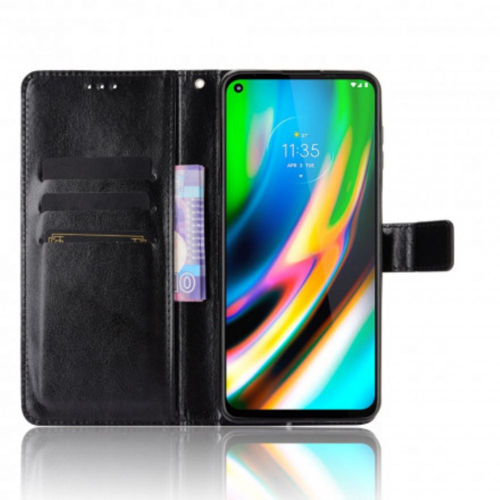 Flip Case Für Moto G9 Plus Auffälliges Kunstleder