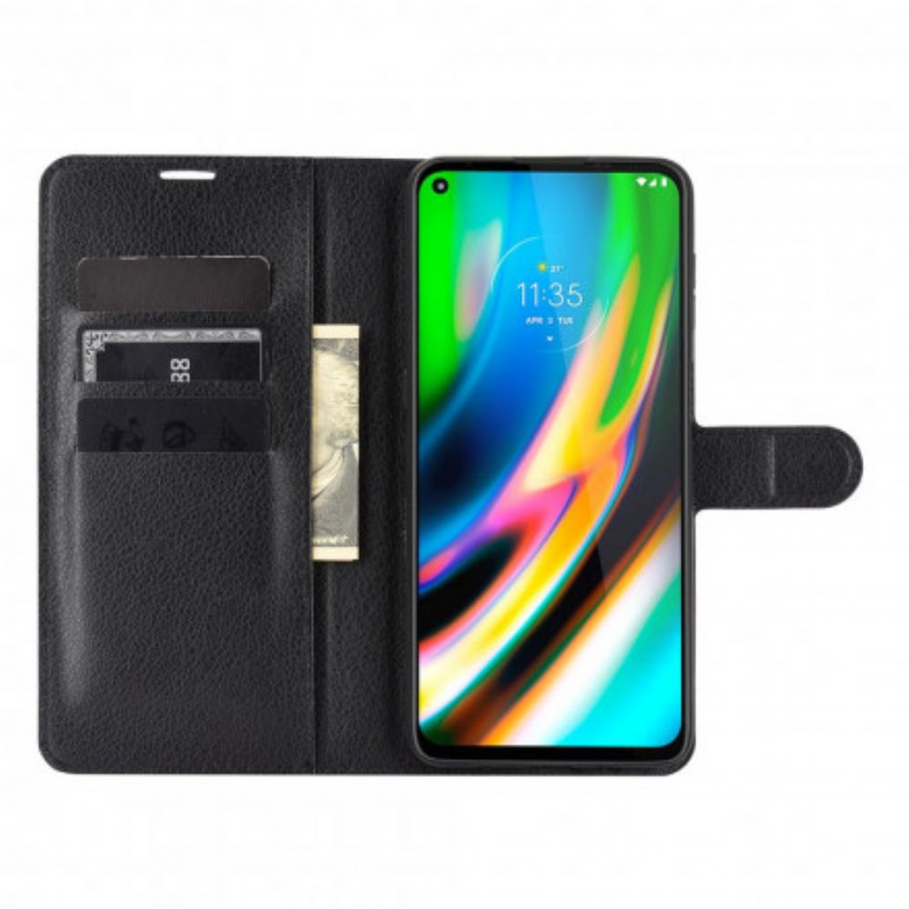 Flip Case Für Moto G9 Plus Klassischer Litschi-effekt