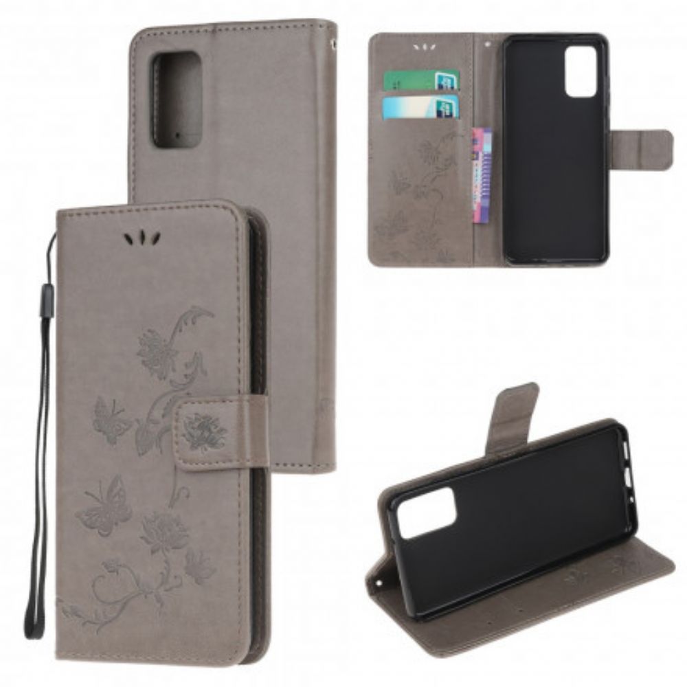 Flip Case Für Moto G9 Plus Mit Kordel Tanga Schmetterlinge Und Blumen