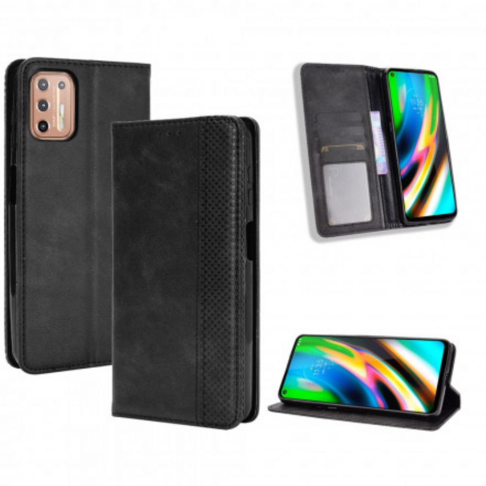 Schutzhülle Für Moto G9 Plus Flip Case Gestylter Vintage-leder-effekt