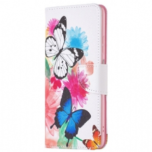 Flip Case Für Samsung Galaxy M23 5G Aquarell Schmetterlinge