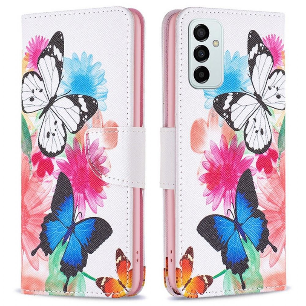 Flip Case Für Samsung Galaxy M23 5G Aquarell Schmetterlinge