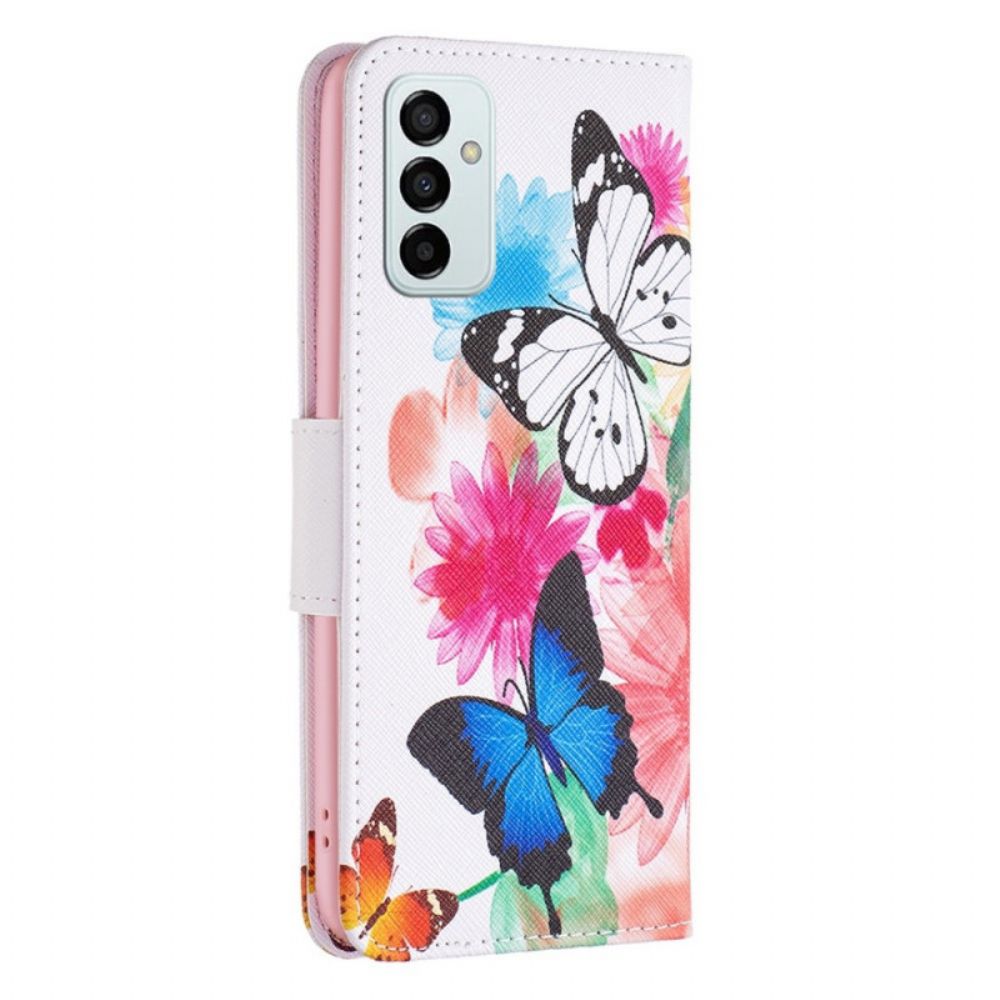 Flip Case Für Samsung Galaxy M23 5G Aquarell Schmetterlinge