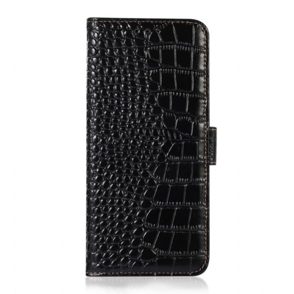 Flip Case Für Samsung Galaxy M23 5G Echtes Leder In Kroko-optik