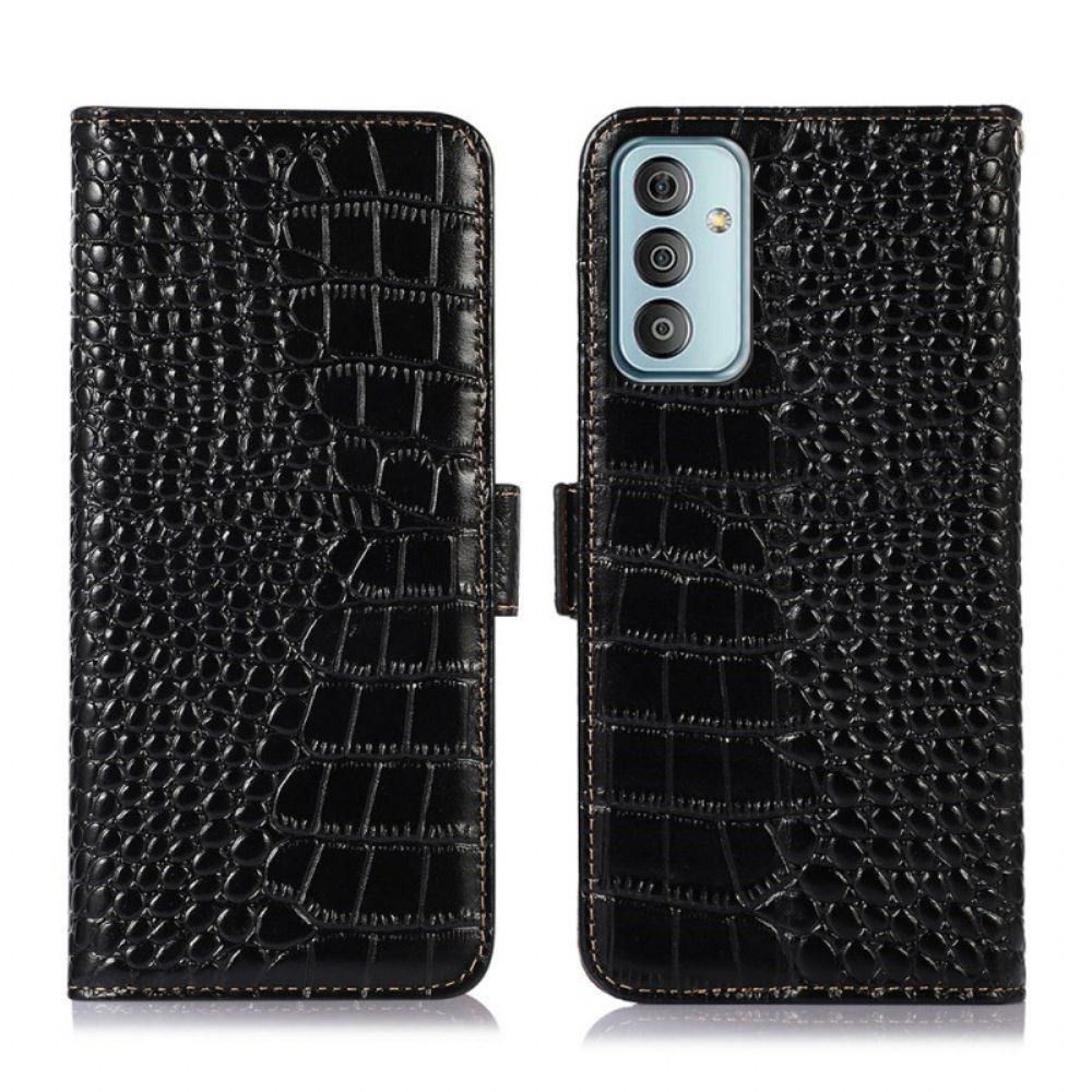 Flip Case Für Samsung Galaxy M23 5G Echtes Leder In Kroko-optik