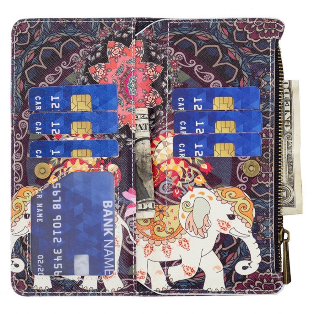 Flip Case Für Samsung Galaxy M23 5G Elephant Geldbörse Und Umhängeband