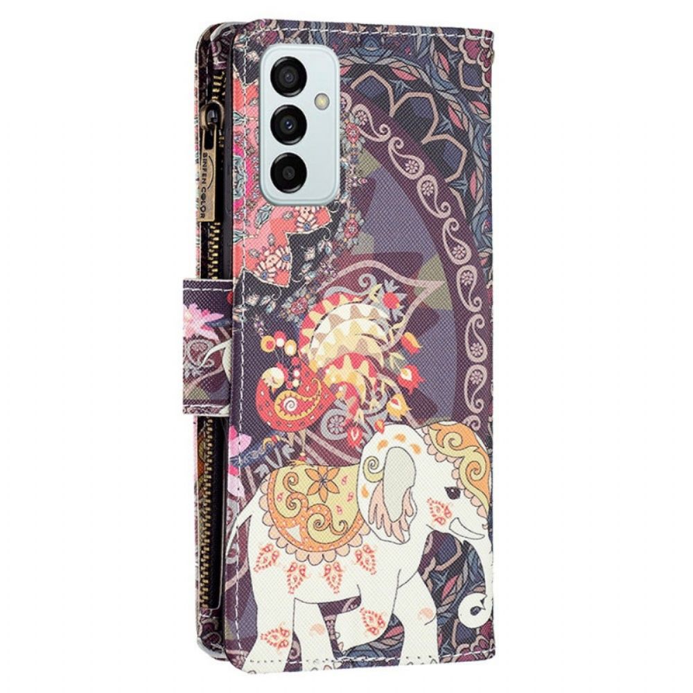 Flip Case Für Samsung Galaxy M23 5G Elephant Geldbörse Und Umhängeband