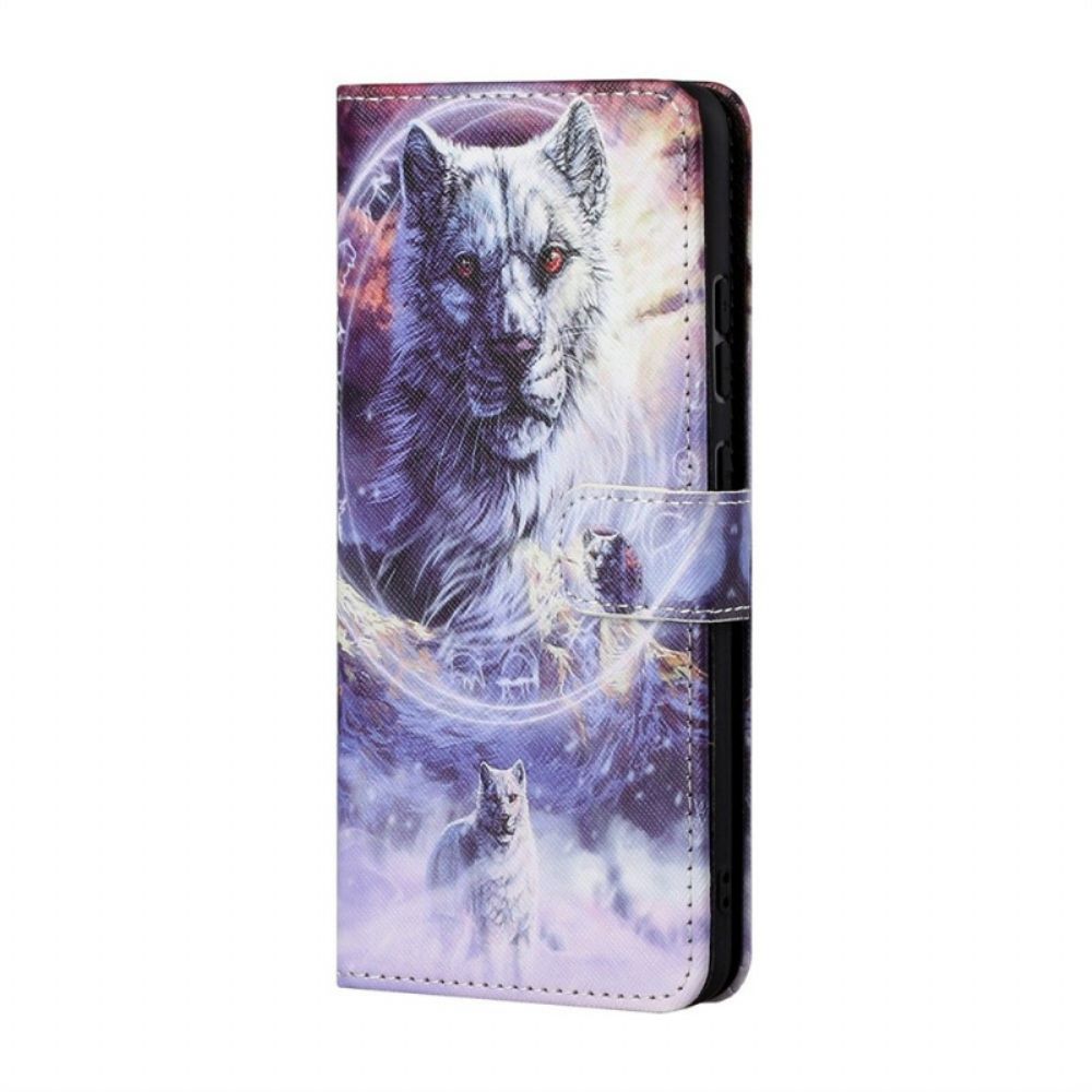 Flip Case Für Samsung Galaxy M23 5G Mit Kordel Gefesselter Wolf