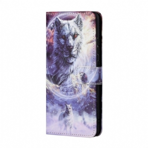 Flip Case Für Samsung Galaxy M23 5G Mit Kordel Gefesselter Wolf