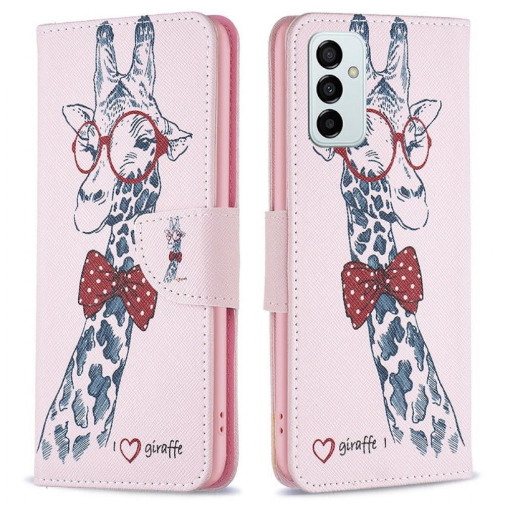 Flip Case Für Samsung Galaxy M23 5G Nerdige Giraffe