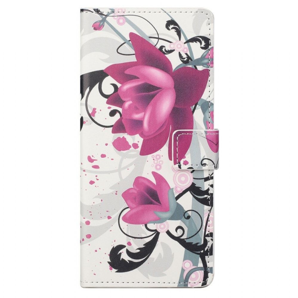 Flip Case Für Samsung Galaxy M23 5G Tropische Blumen