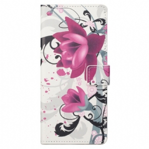 Flip Case Für Samsung Galaxy M23 5G Tropische Blumen