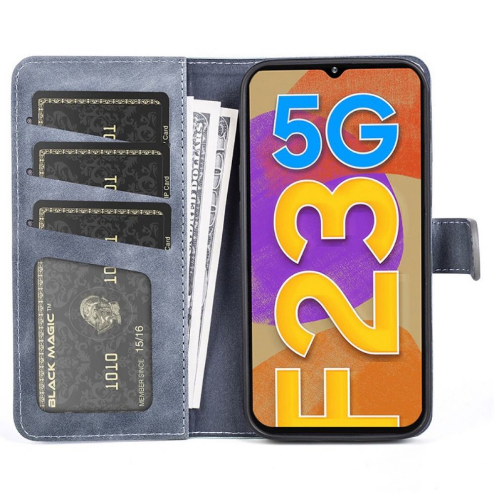 Flip Case Für Samsung Galaxy M23 5G Zweifarbiges Kunstleder