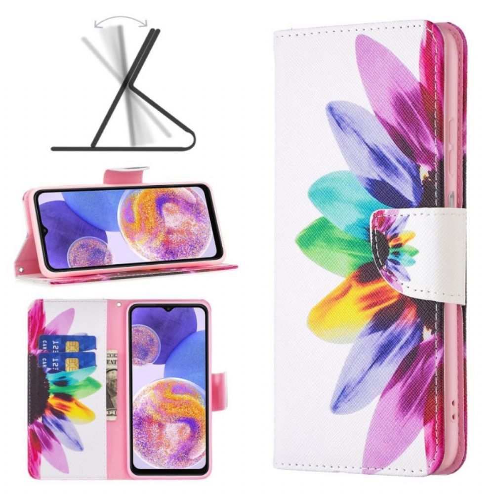 Lederhüllen Für Samsung Galaxy M23 5G Aquarell Blume