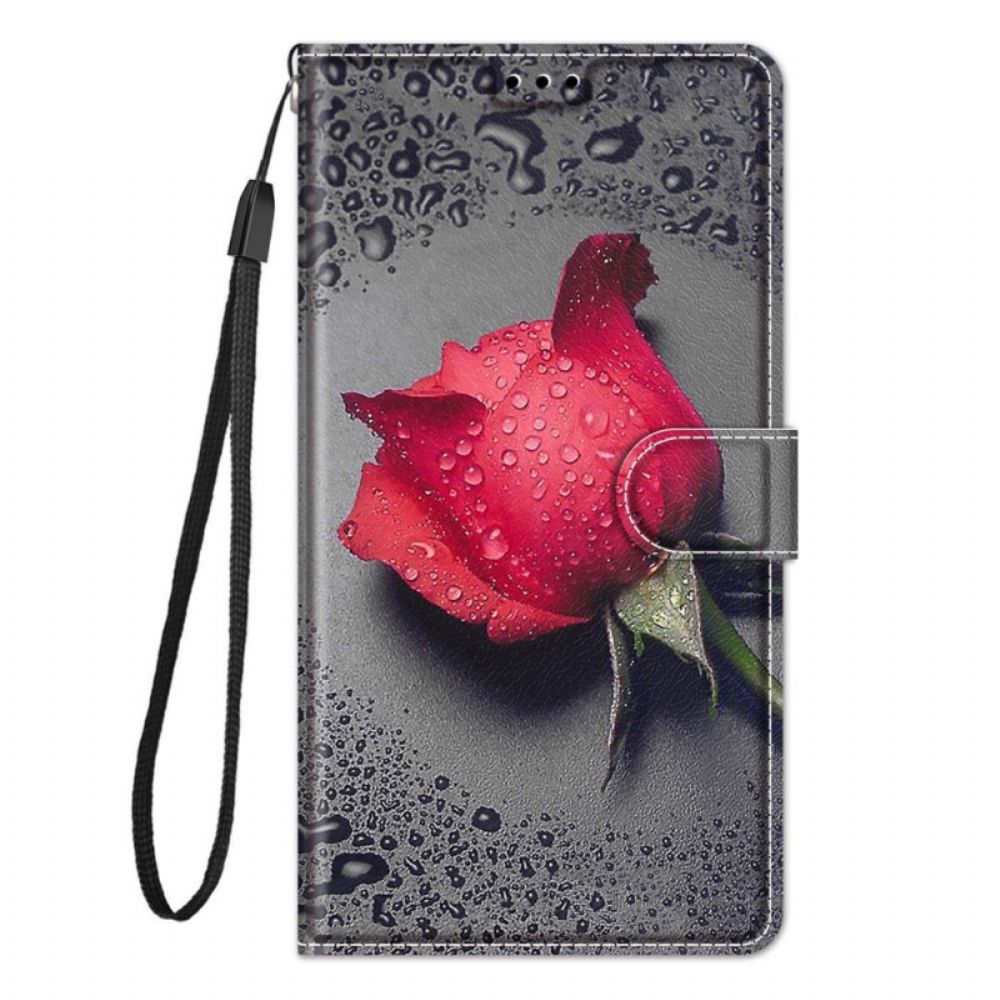 Lederhüllen Für Samsung Galaxy M23 5G Rosen Mit Riemen