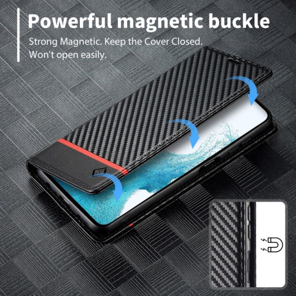 Flip Case Samsung Galaxy A15 Handyhülle Kohlefaser Lc.imeeke