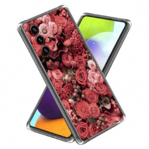 Hülle Samsung Galaxy A15 Rosa Und Rote Blumen