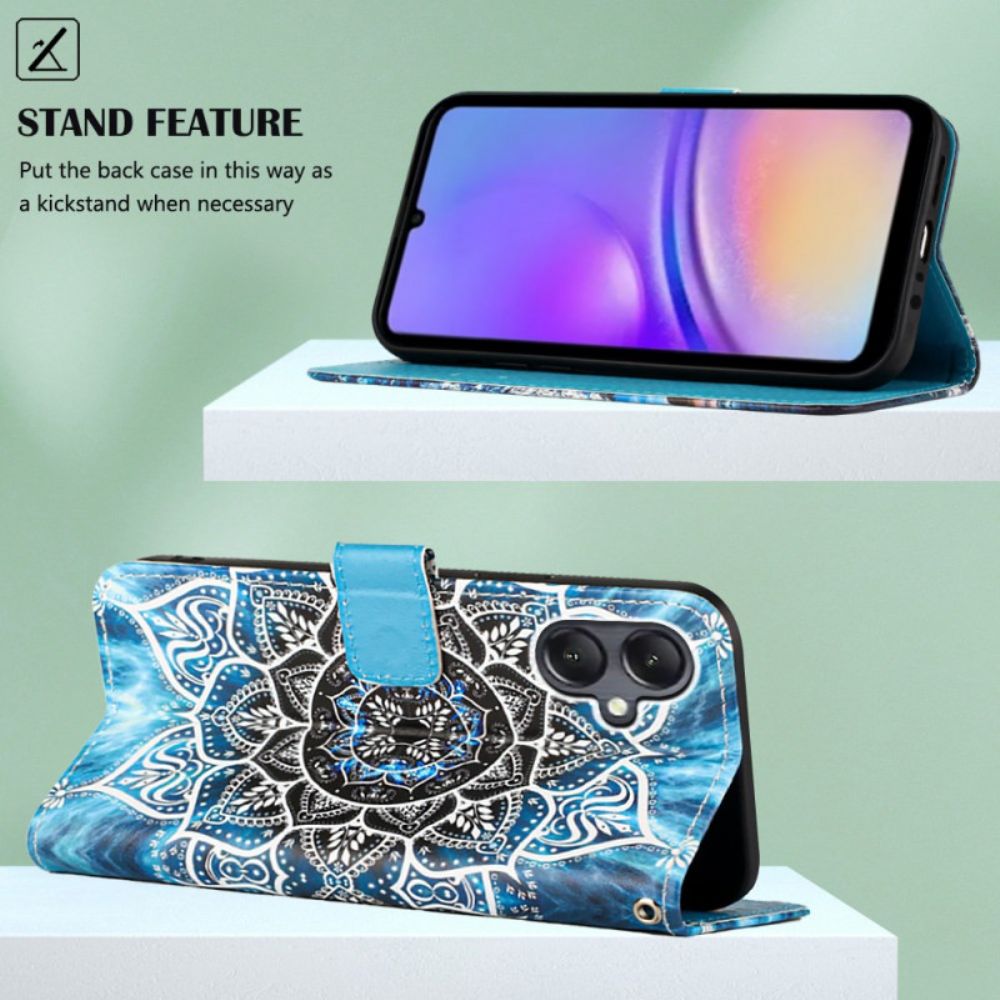 Lederhüllen Für Samsung Galaxy A15 Blumenmandala Mit Riemen