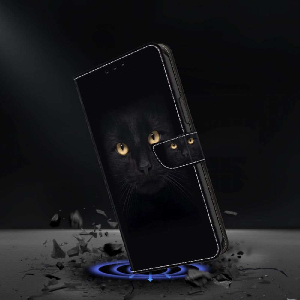 Lederhüllen Samsung Galaxy A15 Handyhülle Schwarze Katze