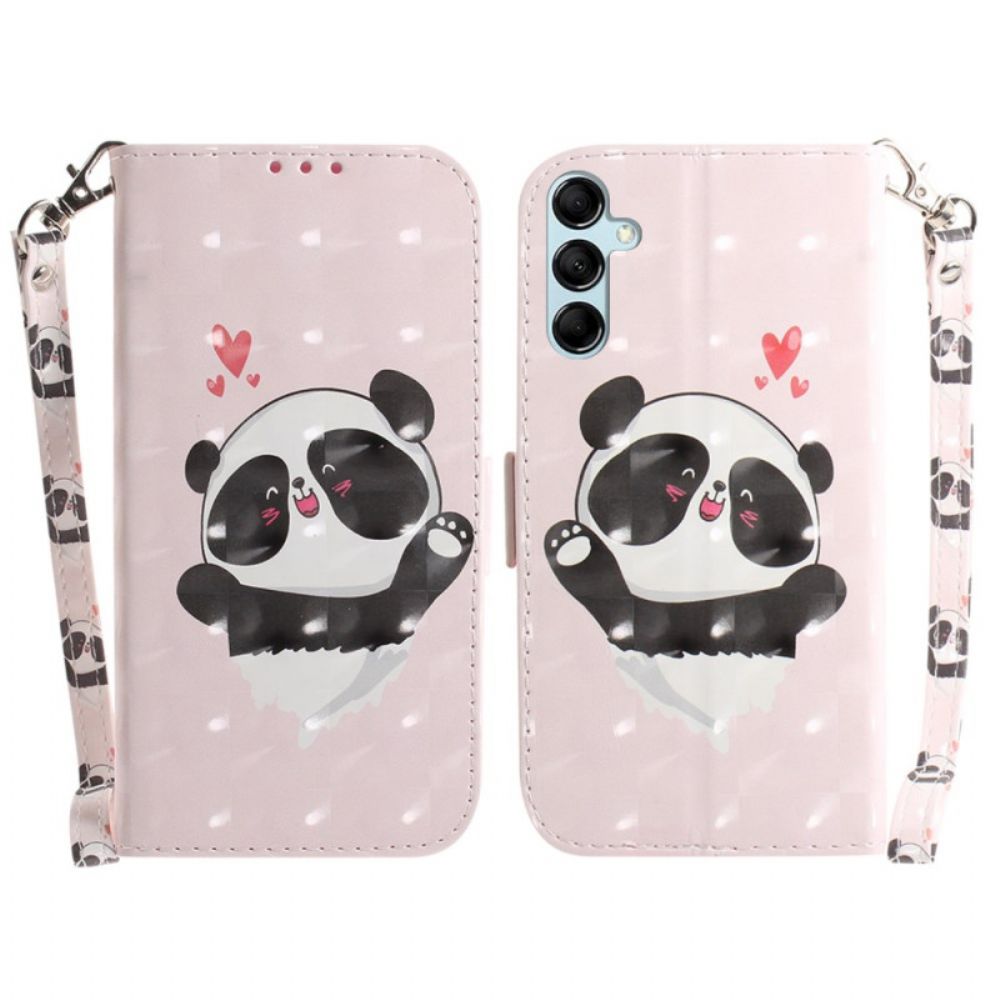 Lederhüllen Samsung Galaxy A15 Panda Love Mit Riemen