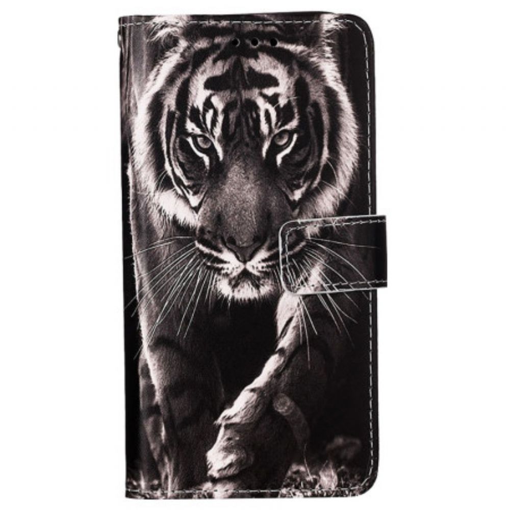 Lederhüllen Samsung Galaxy A15 Tiger Mit Riemen