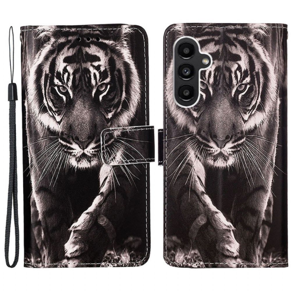 Lederhüllen Samsung Galaxy A15 Tiger Mit Riemen