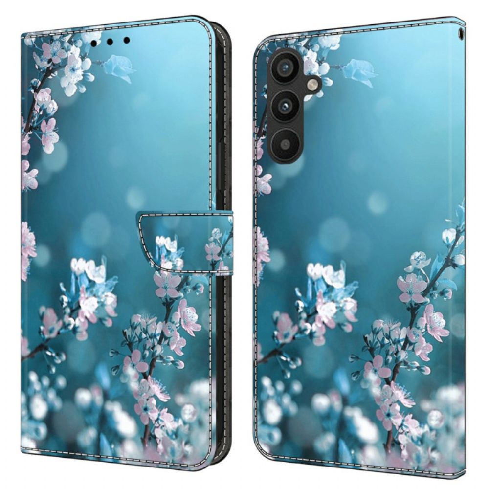 Lederhüllen Samsung Galaxy A15 Weiße Blumen