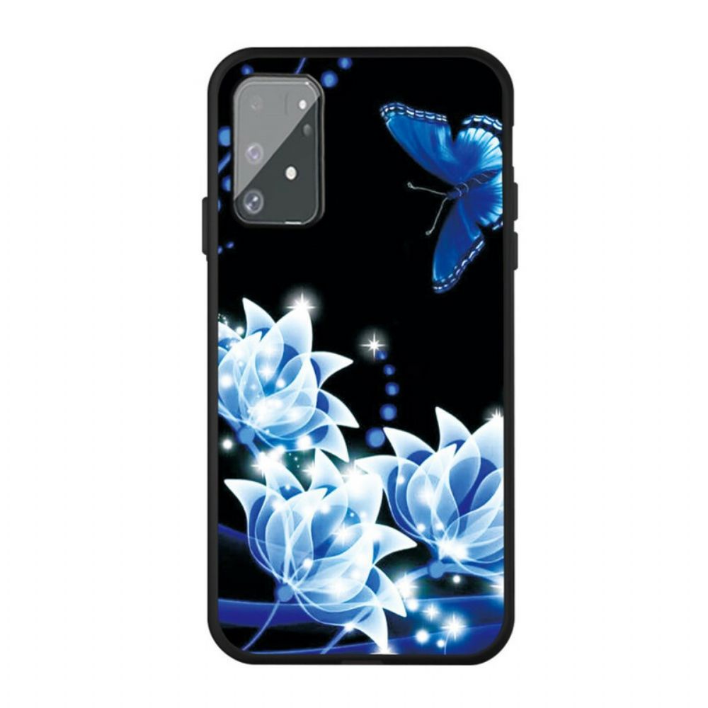 Handyhülle Für Samsung Galaxy S10 Lite Schmetterling Und Blaue Blumen