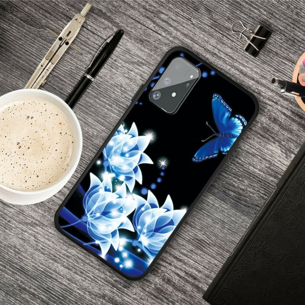 Handyhülle Für Samsung Galaxy S10 Lite Schmetterling Und Blaue Blumen