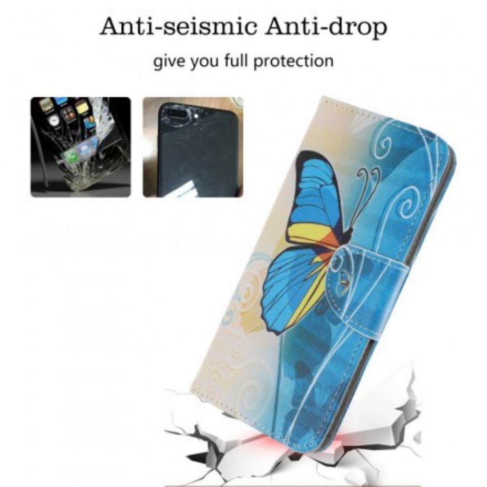 Flip Case Für Samsung Galaxy A70 Blauer Und Gelber Schmetterling