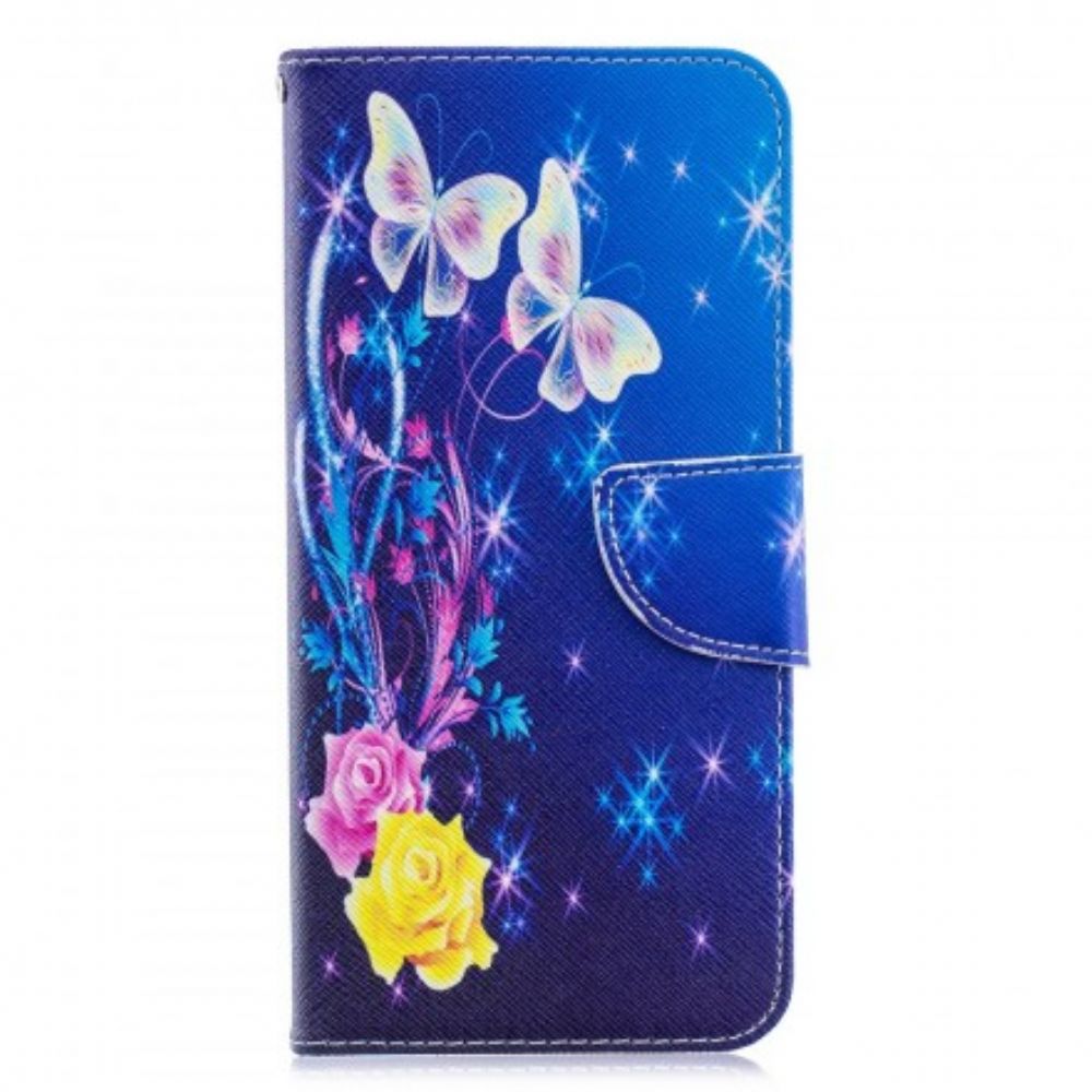 Flip Case Für Samsung Galaxy A70 Goldene Schmetterlinge