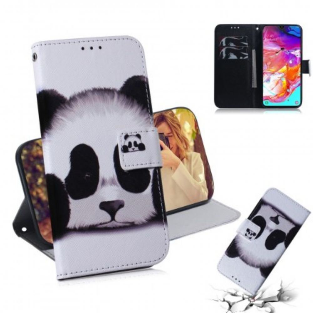 Flip Case Für Samsung Galaxy A70 Panda-gesicht