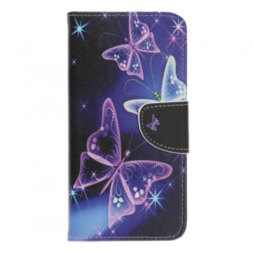 Flip Case Für Samsung Galaxy A70 Schmetterlinge Und Blumen