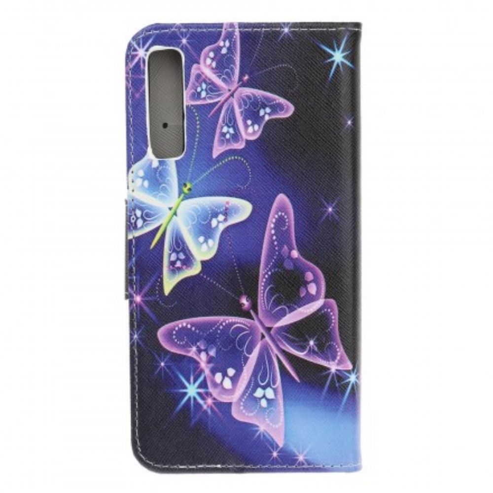 Flip Case Für Samsung Galaxy A70 Schmetterlinge Und Blumen