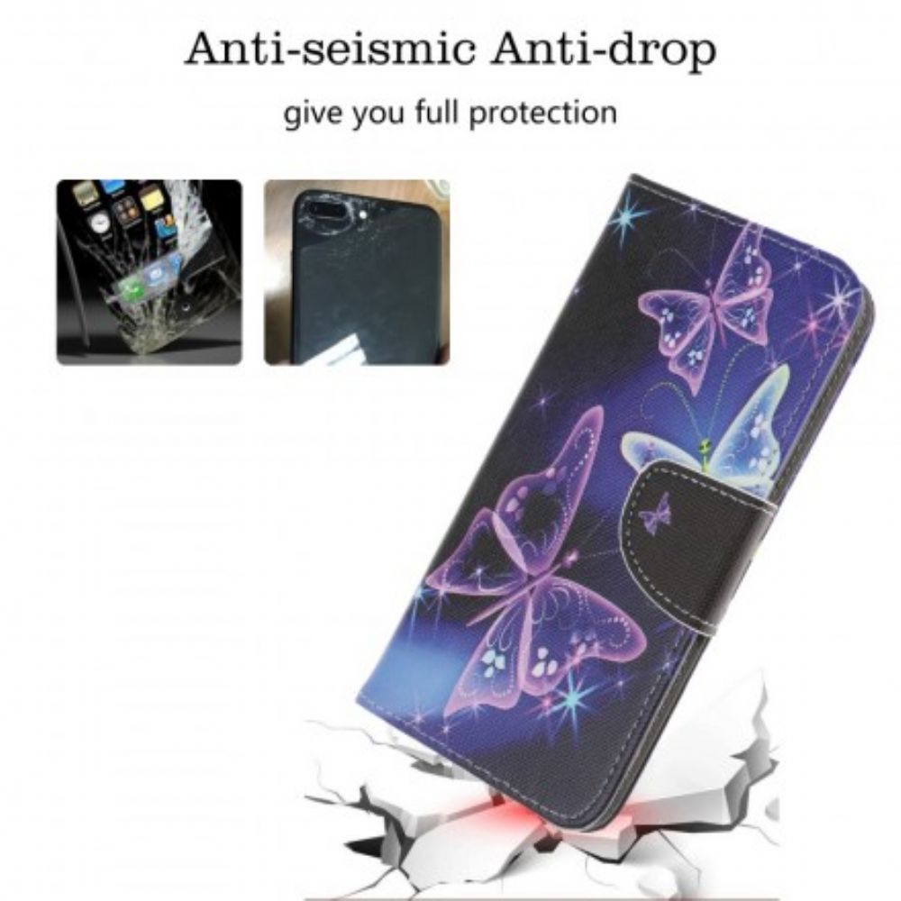 Flip Case Für Samsung Galaxy A70 Schmetterlinge Und Blumen