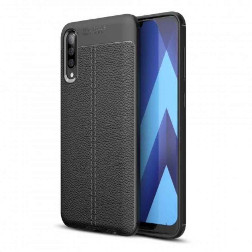 Hülle Für Samsung Galaxy A70 Doppellinie Litschi-leder-effekt