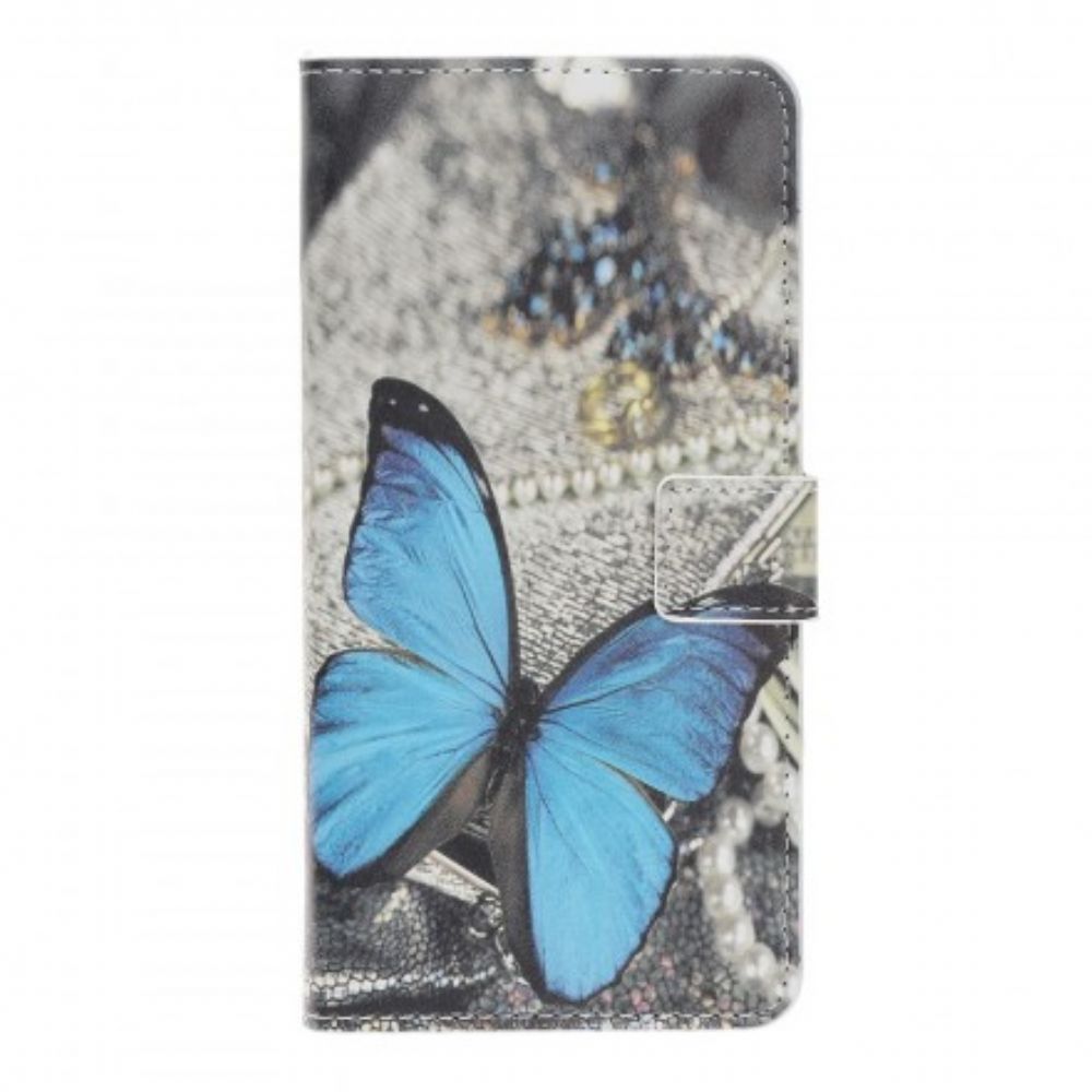 Lederhüllen Für Samsung Galaxy A70 Blauer Schmetterling