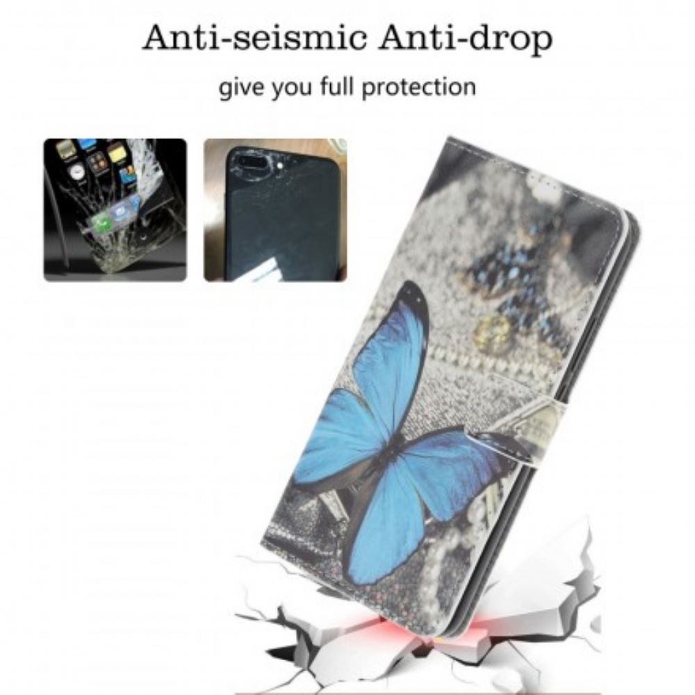 Lederhüllen Für Samsung Galaxy A70 Blauer Schmetterling