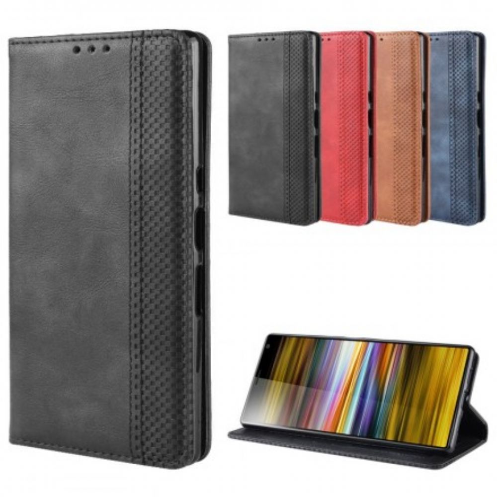 Schutzhülle Für Sony Xperia 10 Plus Flip Case Uni Vintage Kunstleder