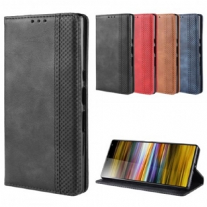 Schutzhülle Für Sony Xperia 10 Plus Flip Case Uni Vintage Kunstleder