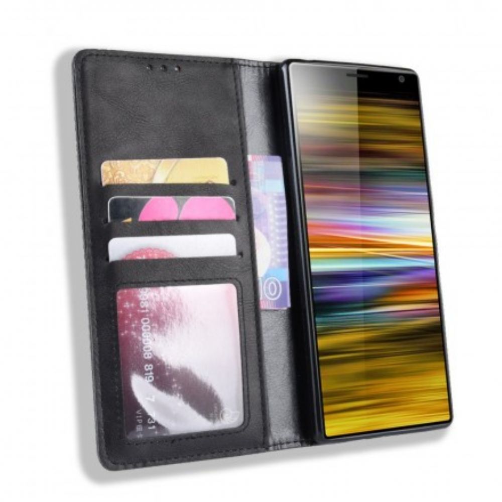 Schutzhülle Für Sony Xperia 10 Plus Flip Case Uni Vintage Kunstleder