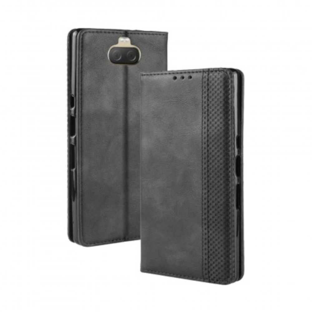 Schutzhülle Für Sony Xperia 10 Plus Flip Case Uni Vintage Kunstleder